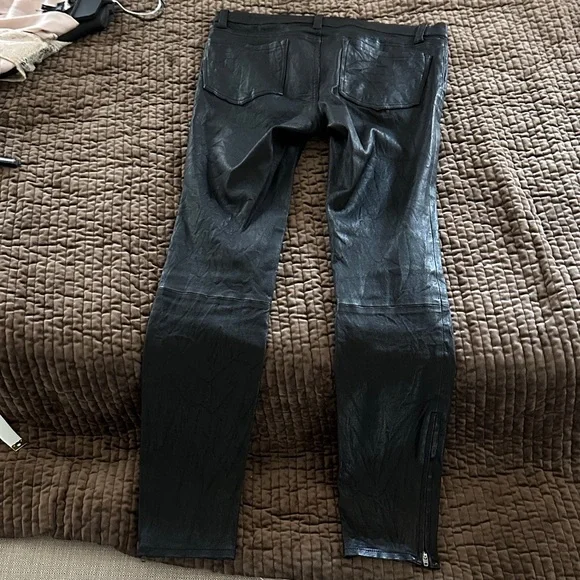 J Brand Jet Black lamb leather jeans pants size 28 see measurements